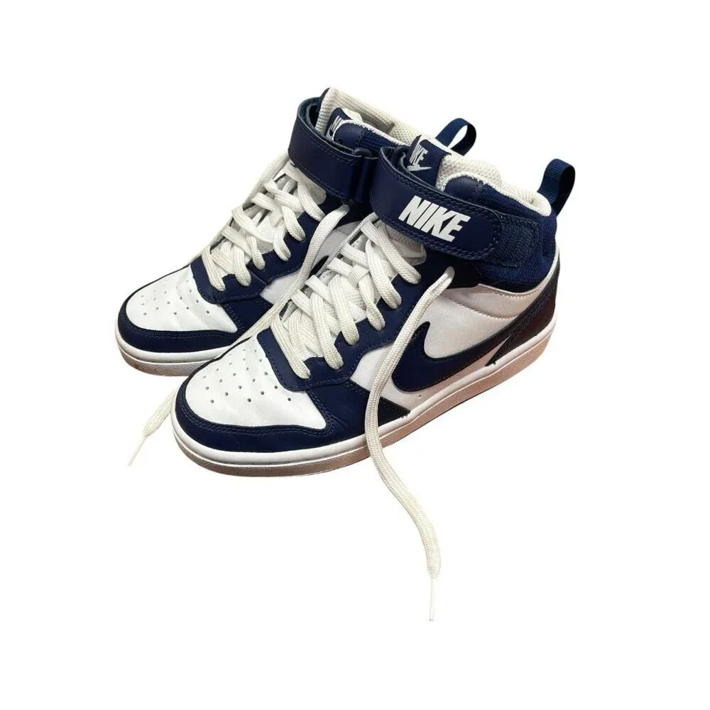 Nike Big Kids' Court Borough Mid 2 Casual Sneakers Size 4Y Blue/White